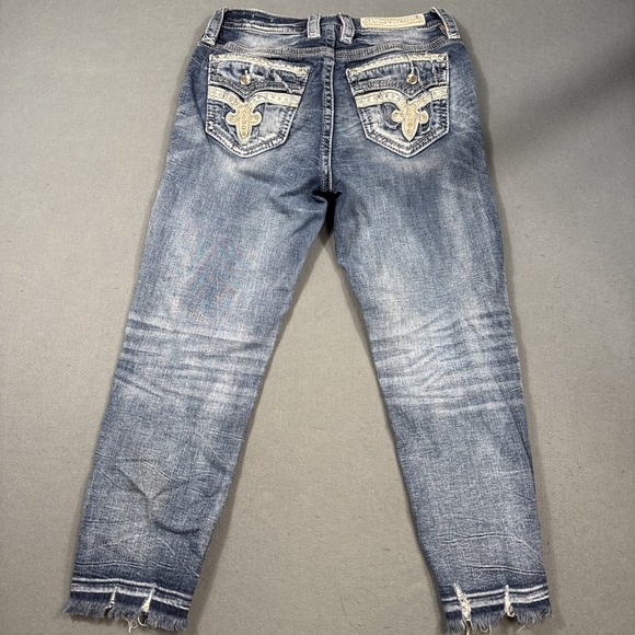 Rock Revival Arjean Easy Ankle Skinny Jeans Buckle Womens 28 Stretch RHINESTONE - Picture 3 of 13